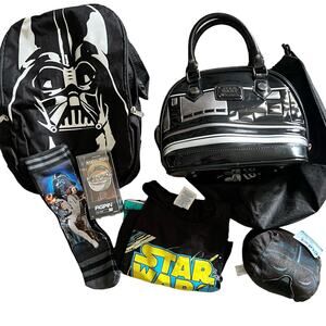BUNDLE Star Wars Loungefly BB-9E Dome Bag Backpack Figpin Socks Graphic Darth